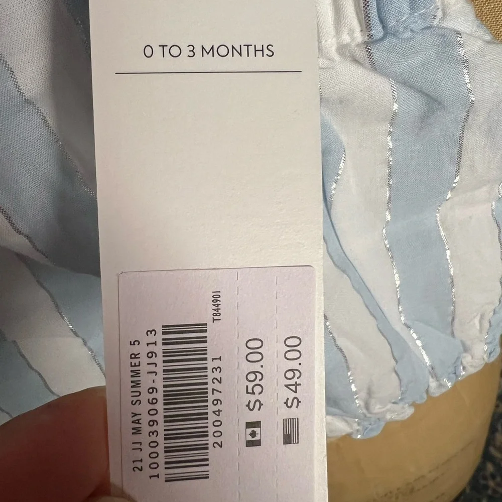 Janie and Jack blue, white and silver onesie NWT size 0-3 months